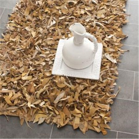 Safavieh 6 x 9 ft. Medium Rectangle Shag and Flokati Leather Light Gold Hand Knotted Rug LSG511G-6